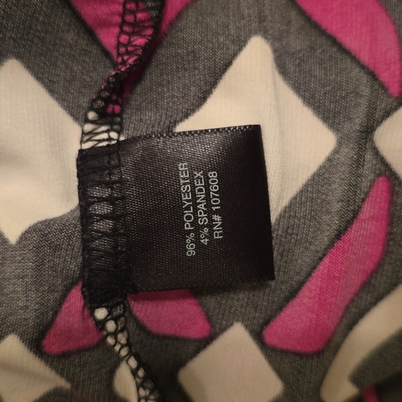 LIZ CLAIBORNE WOMENS BLACK & PINK SYMMETRICAL SMALL CAP SLEEVES DRESS SIZE LARGE - Picture 11 of 11